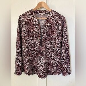 Nanette Nanette Lepore leopard print blouse Small quarter zip